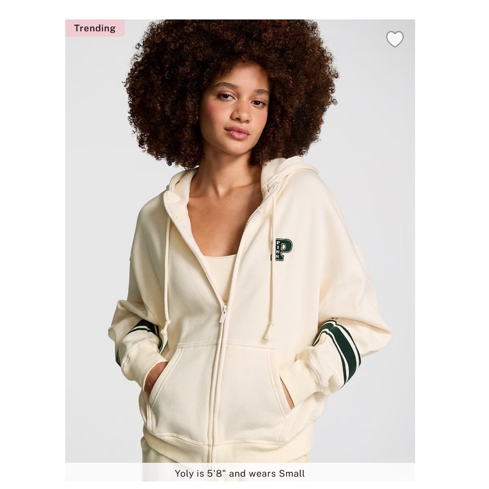 NWT VS PINK 🤍 IVY FLEECE CAMPUS FULL-ZIP HOODIE 📚